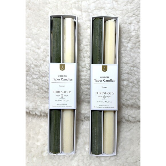 8pk Unscented 10” Tapered Candles Hexagon Shape Threshold with Studio McGee NEW - Picture 2 of 3